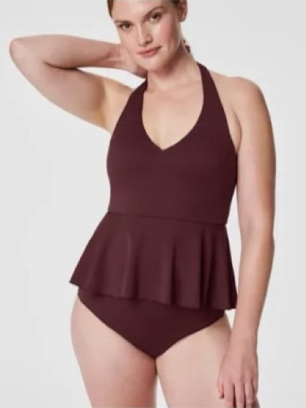 NWT SPANX Mulberry Pique Full Bust Tankini Halter Swim Top Size 2X
